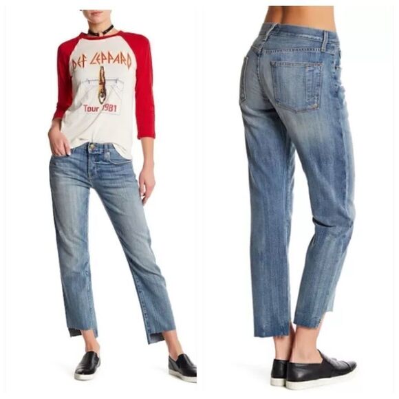 Current Elliott Jeans Womens Sz 28 The Cross over First Loved Destroyed uneven - Picture 1 of 15